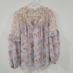 Blu Pepper Womens Top Size Small Boho Cottagecore Floral Peasant‎